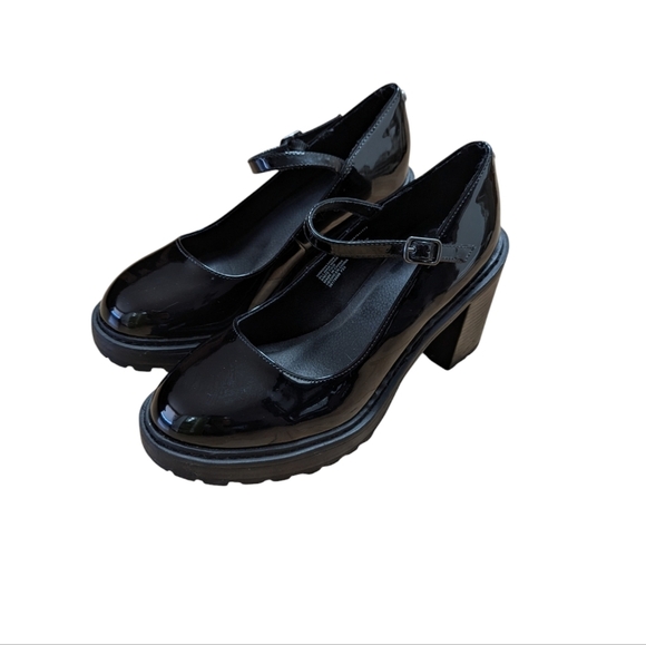 Y2K Chunky Madden NYC Steve Madden Sz 8 Black Patent Block Heel Mary Jane Shoes - Picture 5 of 9